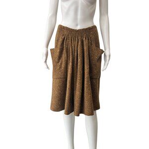 $762 NWT Stella McCartney Brown Dotted Cinch Wool Cashmere Skirt size IT 42/6